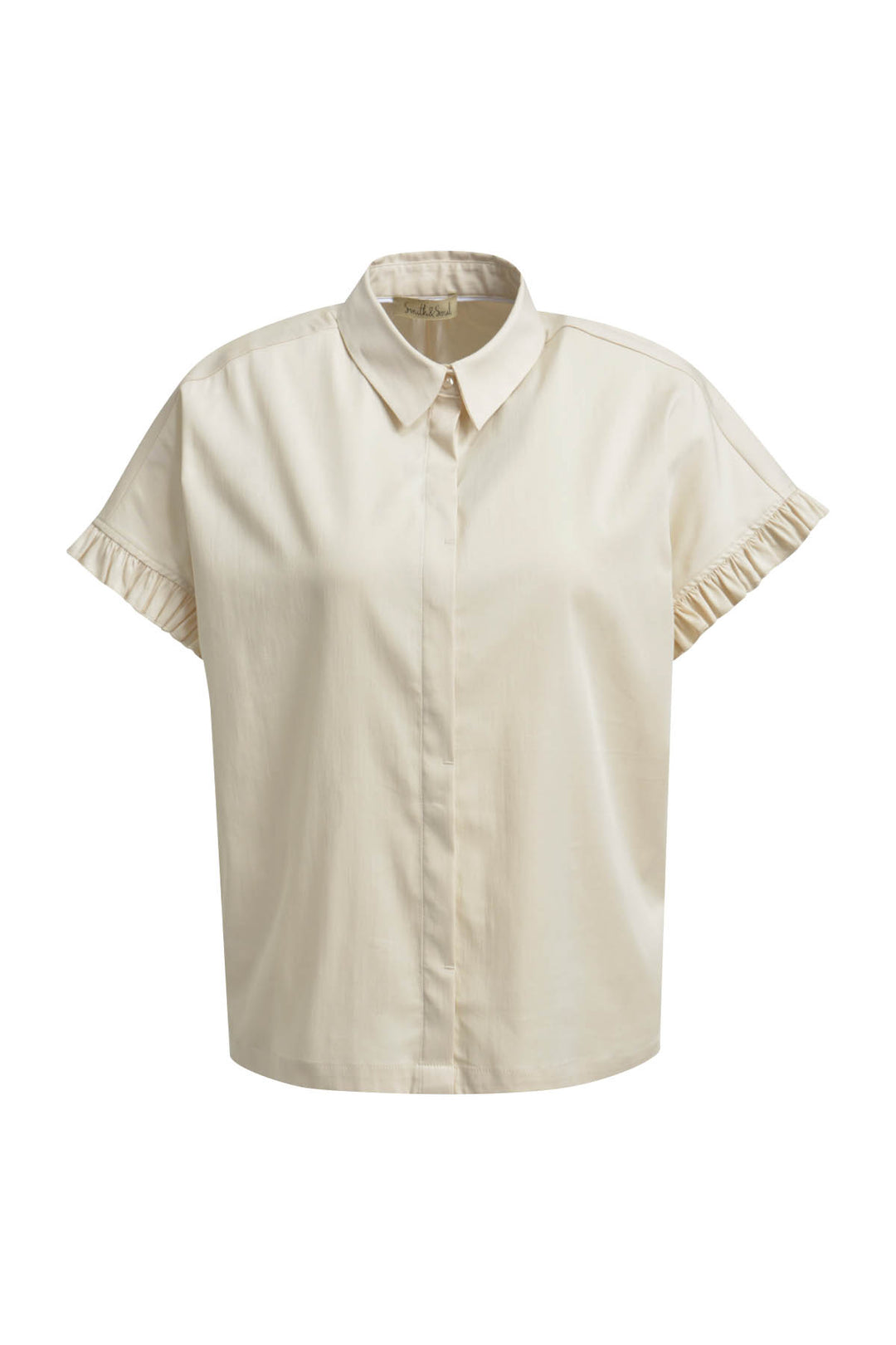 BLOUSE WITH RUFFLE SLV, BEIGE 102 Bild 1