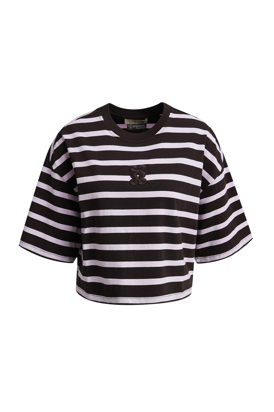 BOXY CROPPED T-SHIRT ANAGRAM STRIPE, DARK CHOC 913 Bild 5