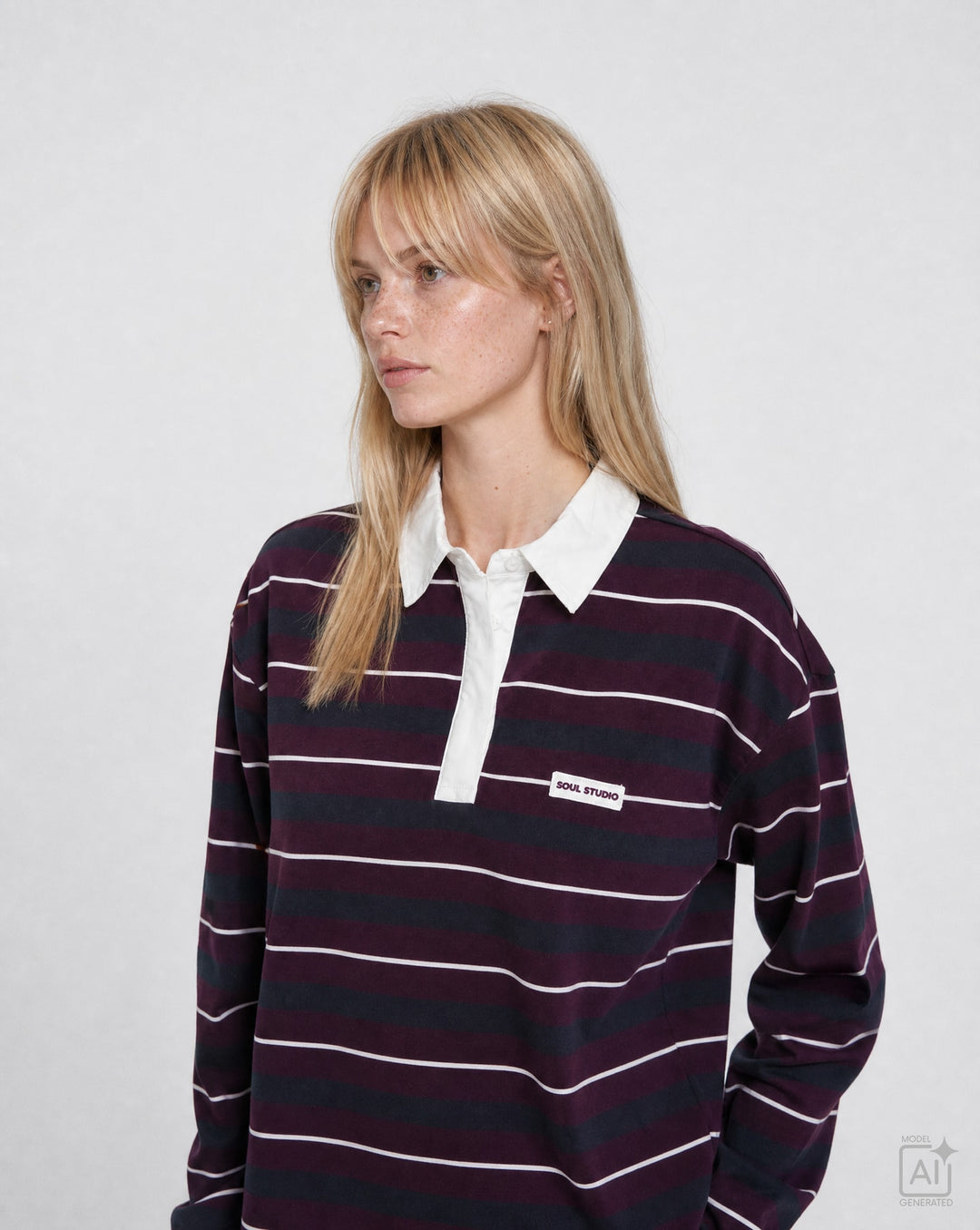 BOXY RUGBY LONGSLEEVE MULTISTRIPED, PLUM 508 Bild 3