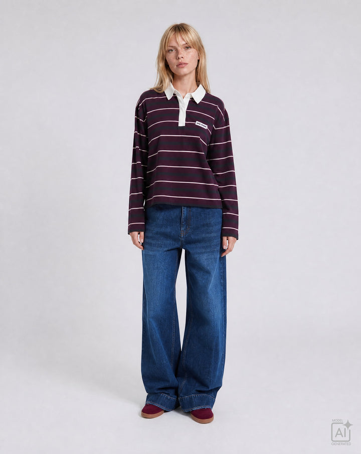 BOXY RUGBY LONGSLEEVE MULTISTRIPED, PLUM 508 Bild 4