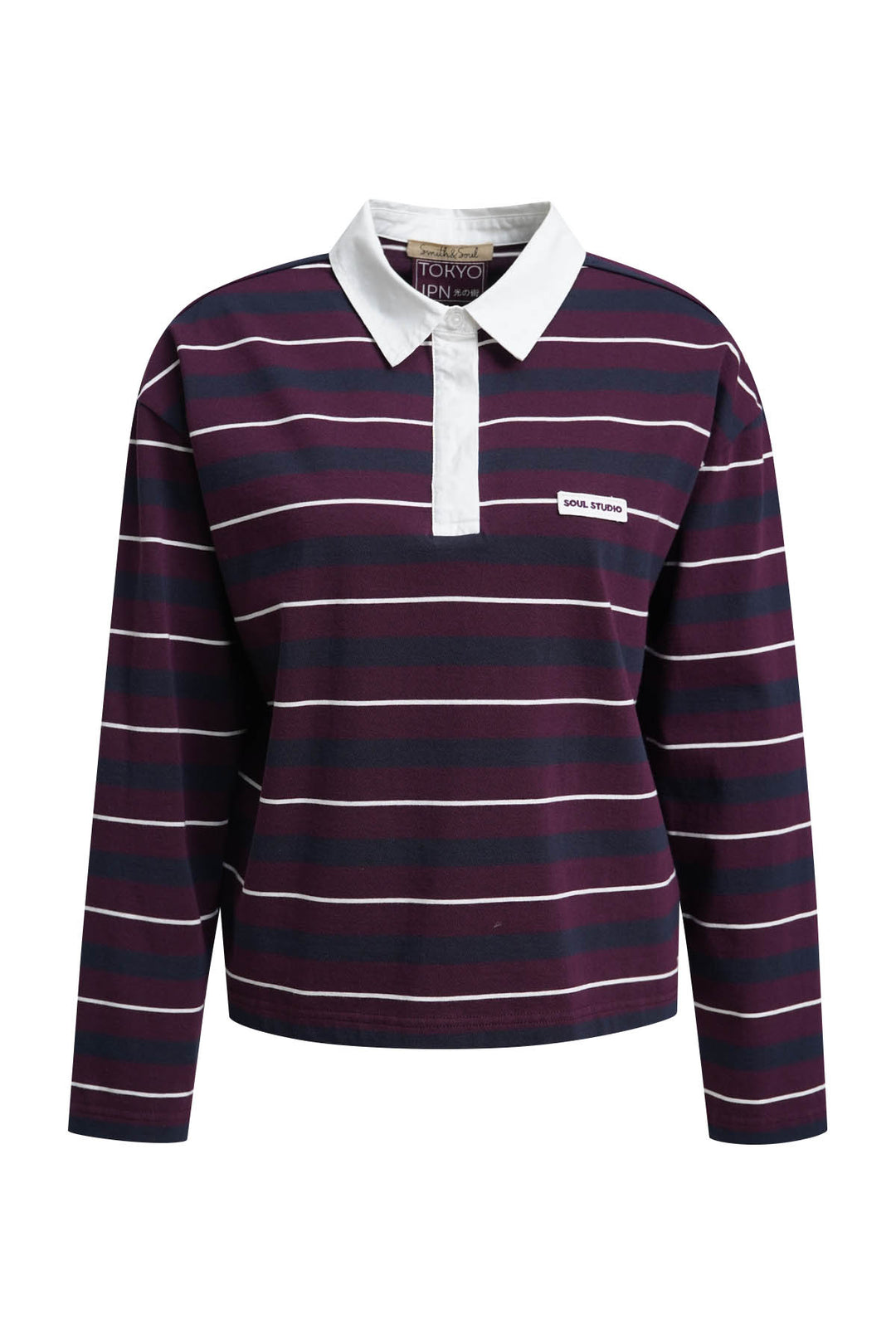 BOXY RUGBY LONGSLEEVE MULTISTRIPED, PLUM 508 Bild 5