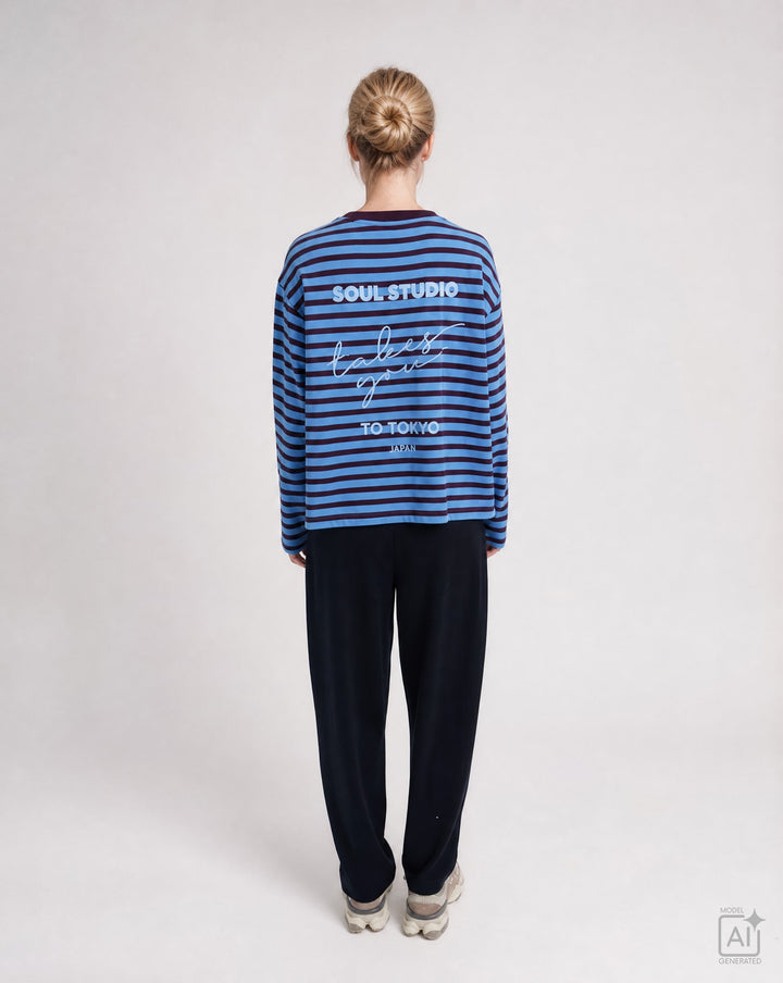 BOXY SWEATSHIRT SOUL STUDIO STRIPE, SAPHIRE 611 Bild 2