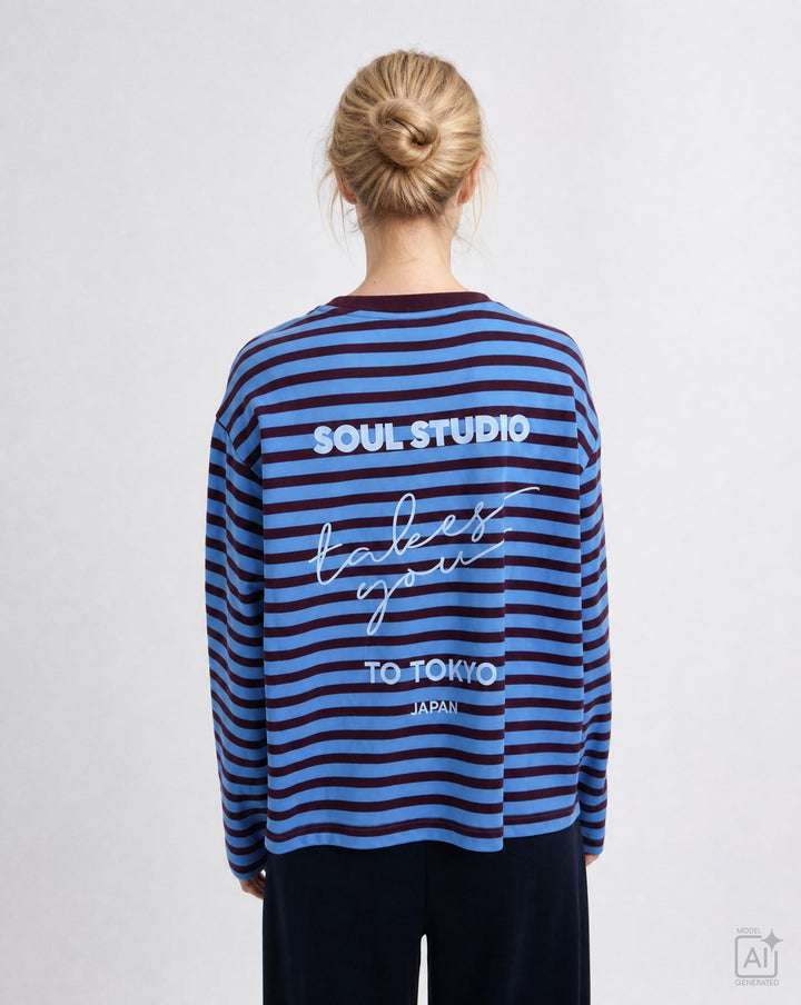 BOXY SWEATSHIRT SOUL STUDIO STRIPE, SAPHIRE 611 Bild 3