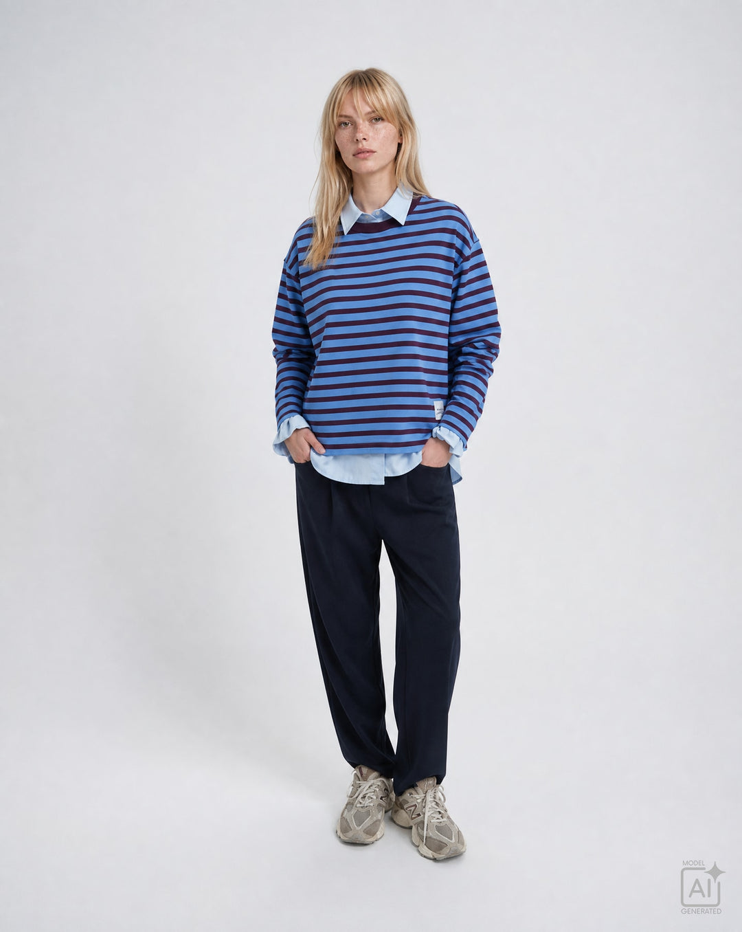 BOXY SWEATSHIRT SOUL STUDIO STRIPE, SAPHIRE 611 Bild 4
