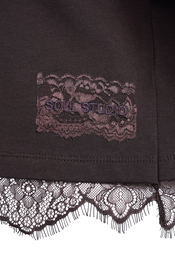 BOXY T-SHIRT LACE HEM, DARK CHOC 913 Bild 4