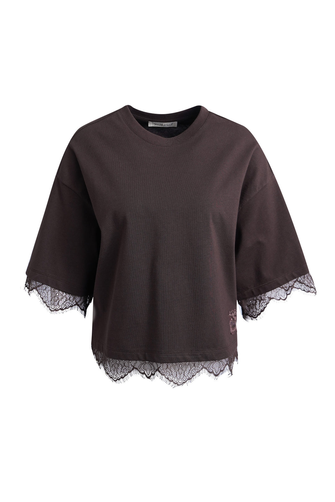 BOXY T-SHIRT LACE HEM, DARK CHOC 913 Bild 5