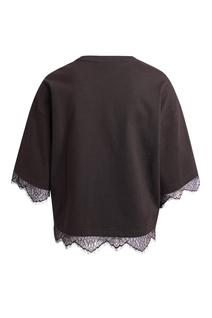 BOXY T-SHIRT LACE HEM, DARK CHOC 913 Bild 6