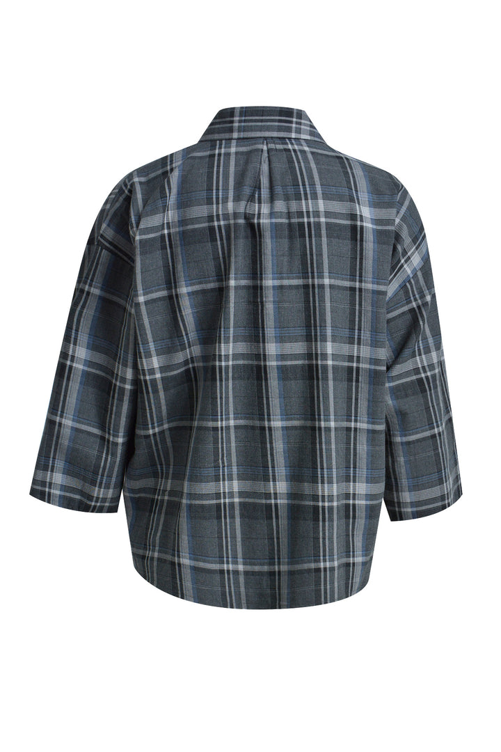 CHECK BLOUSE 3_4 SLEEVES, GREY MELANGE PRINT 1809 Bild 2