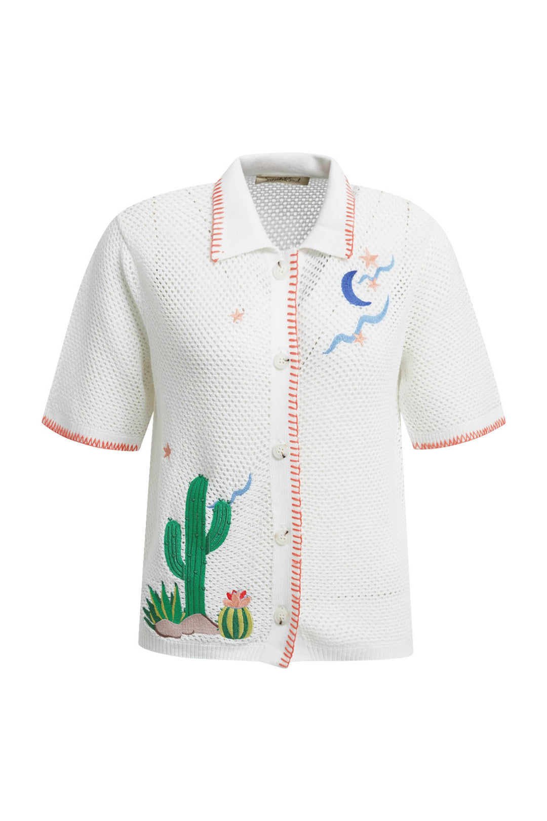CROCHET CARDIGAN W PLACED ARTWORK, OFFWHITE 104 Bild 1