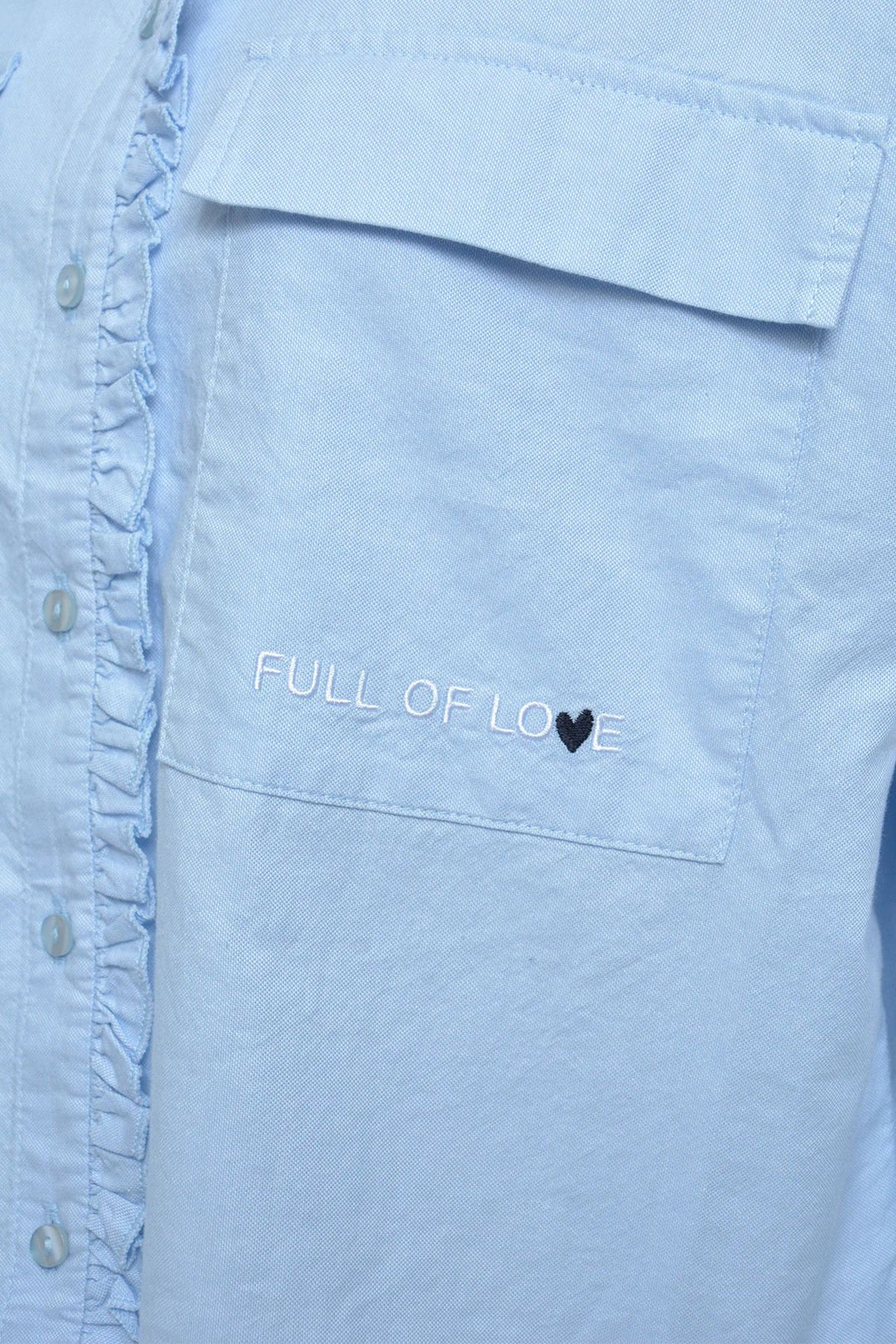 CROPPED RUFFLE OXFORD BLOUSE, SKY 602 Bild 3