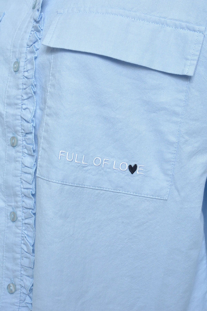CROPPED RUFFLE OXFORD BLOUSE, SKY 602 Bild 3