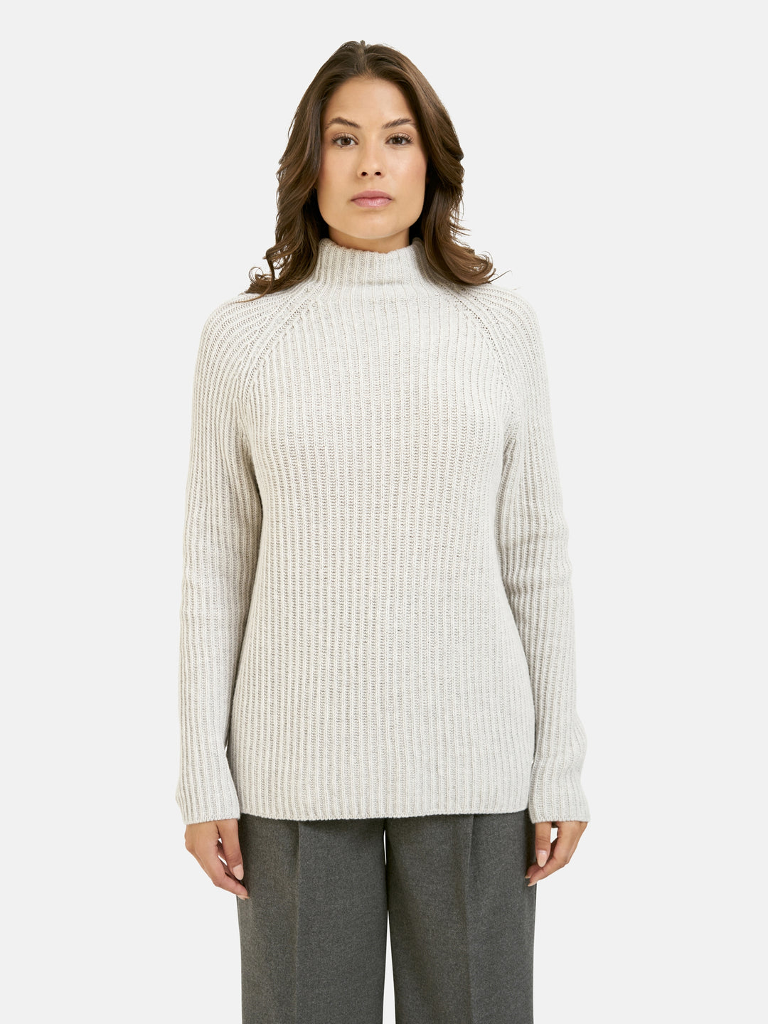 HIGH COLLAR RAGLAN RIB PULLOVER, SILVER GREY MELANGE 811 Bild 3
