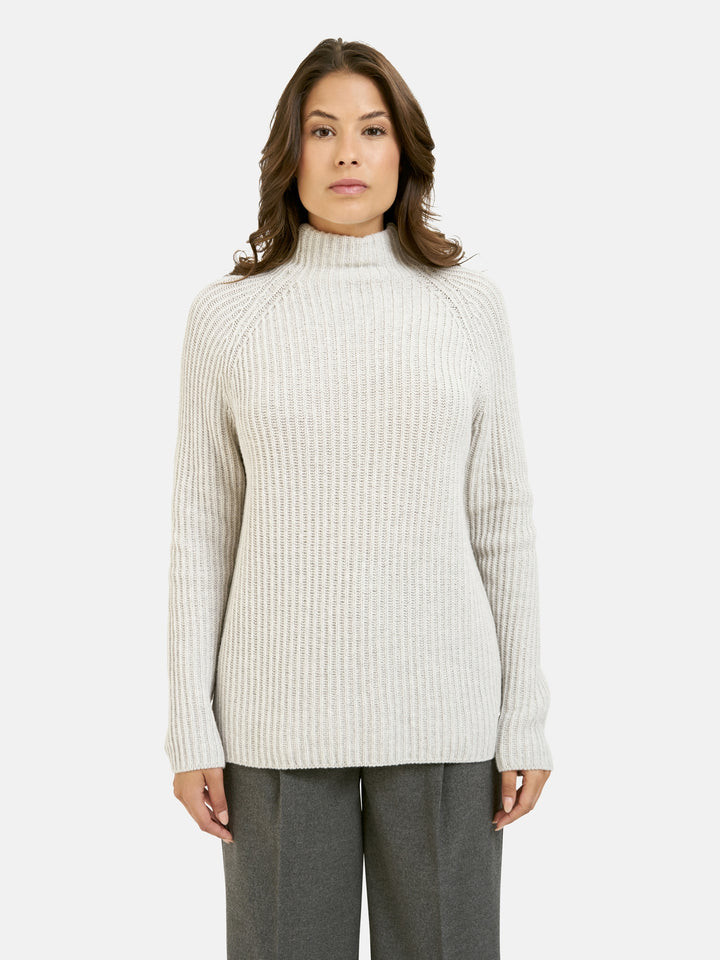 HIGH COLLAR RAGLAN RIB PULLOVER, SILVER GREY MELANGE 811 Bild 3