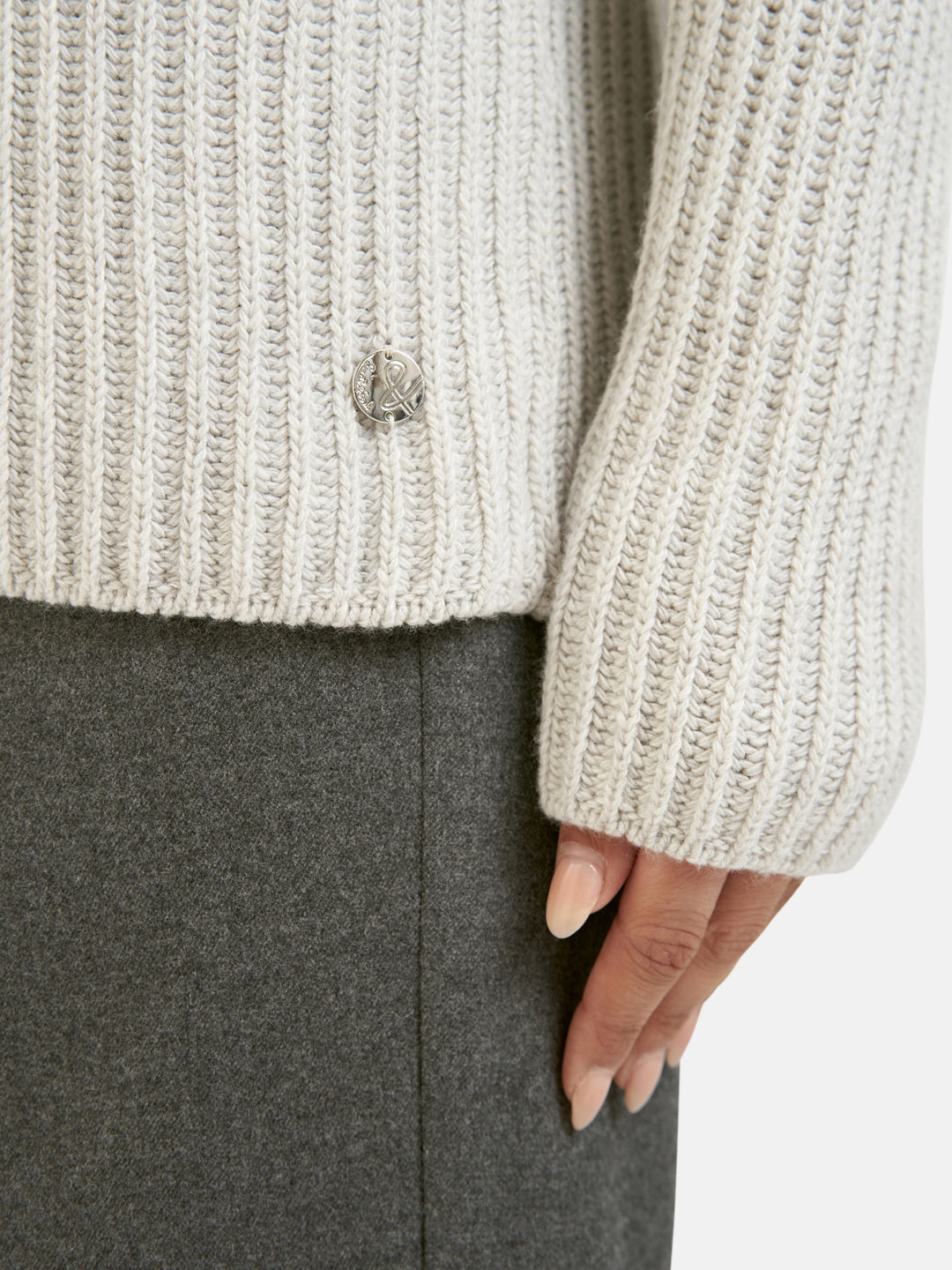 HIGH COLLAR RAGLAN RIB PULLOVER, SILVER GREY MELANGE 811 Bild 6