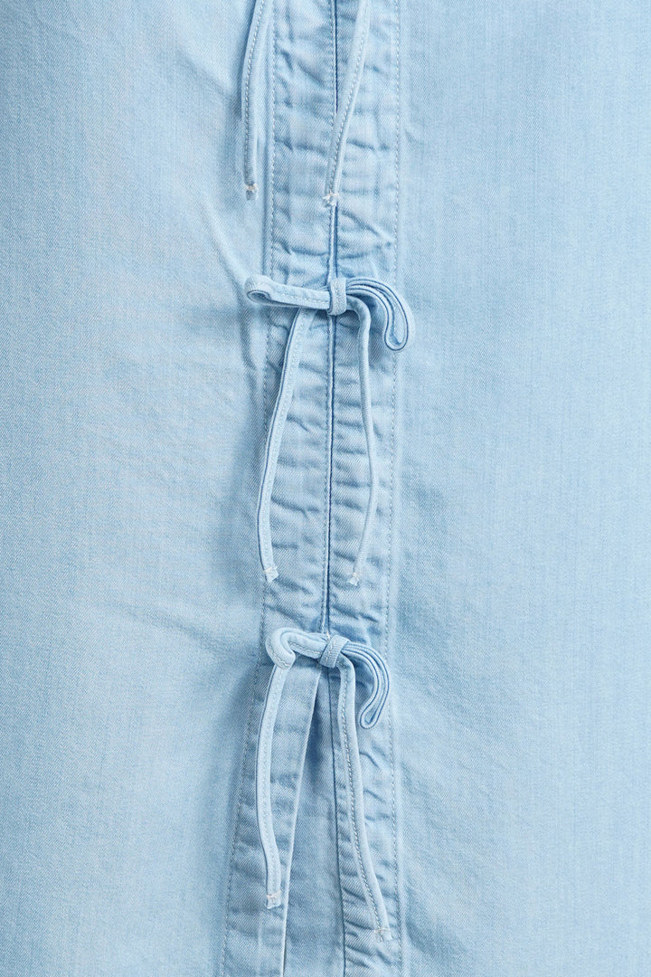 LYOCELL DENIM BLOUSE WITH BOWS, LIGHT DENIM 697 Bild 3