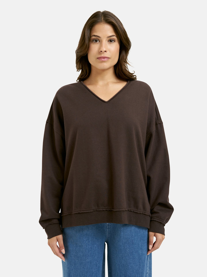 OVERSIZE SWEATSHIRT OPEN EDGES VN, CHOCO 903 Bild 3