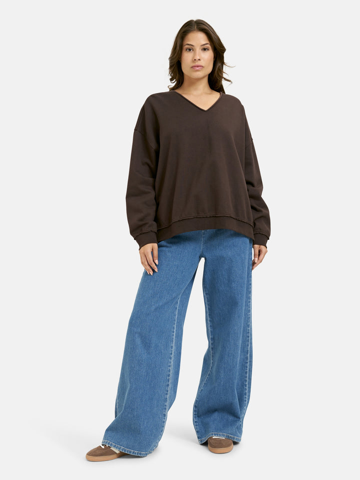 OVERSIZE SWEATSHIRT OPEN EDGES VN, CHOCO 903 Bild 5