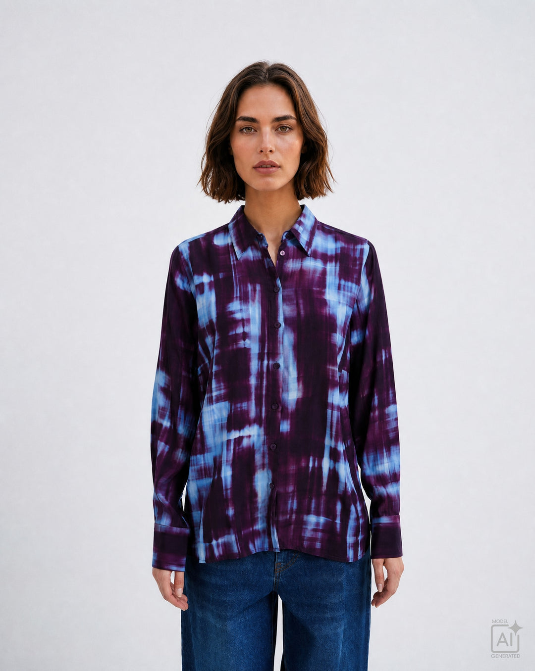 PRINTED SHIRT COLLAR BLOUSE, SAPHIRE PRINT 1611 Bild 1