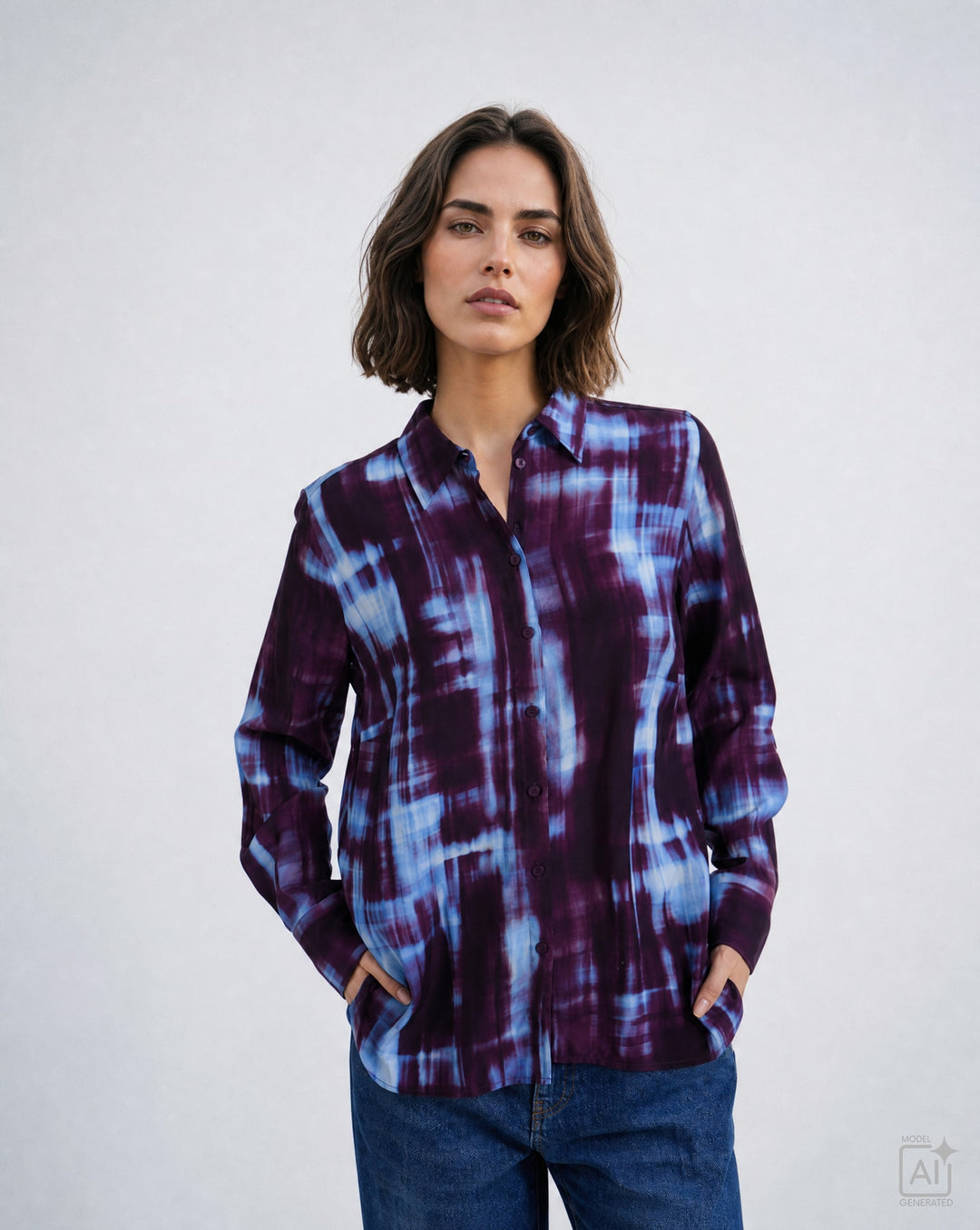 PRINTED SHIRT COLLAR BLOUSE, SAPHIRE PRINT 1611 Bild 3