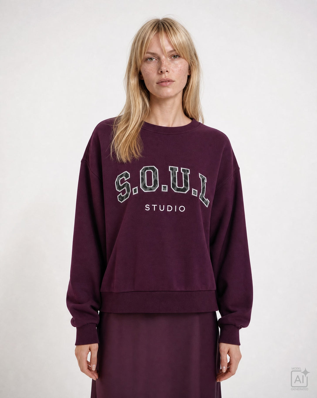 RELAXED COLLEGE SWEATSHIRT, PLUM 508 Bild 1