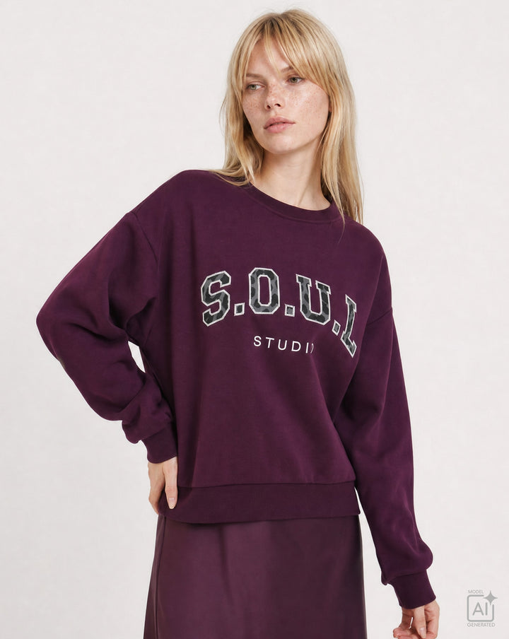 RELAXED COLLEGE SWEATSHIRT, PLUM 508 Bild 3