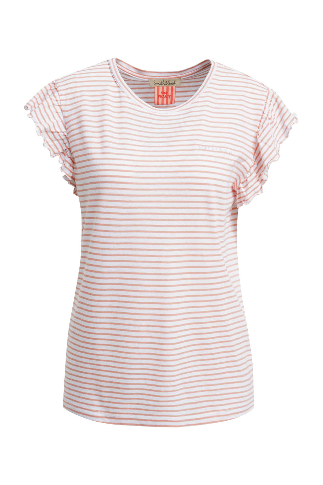 RELAXED T-SHIRT CAP SLEEVES STRIPED, PEACH 309 Bild 1