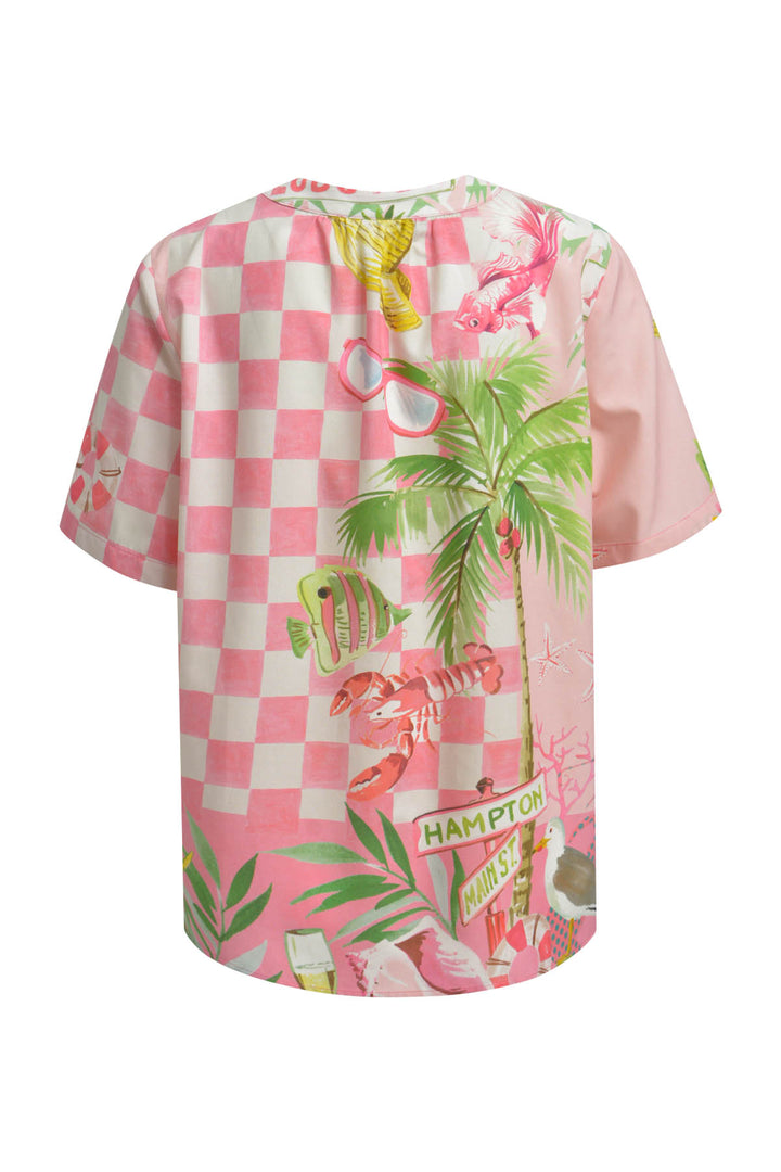 SHORT SLV V-NECK BLOUSE, POWDER ROS� PRINT 1403 Bild 2