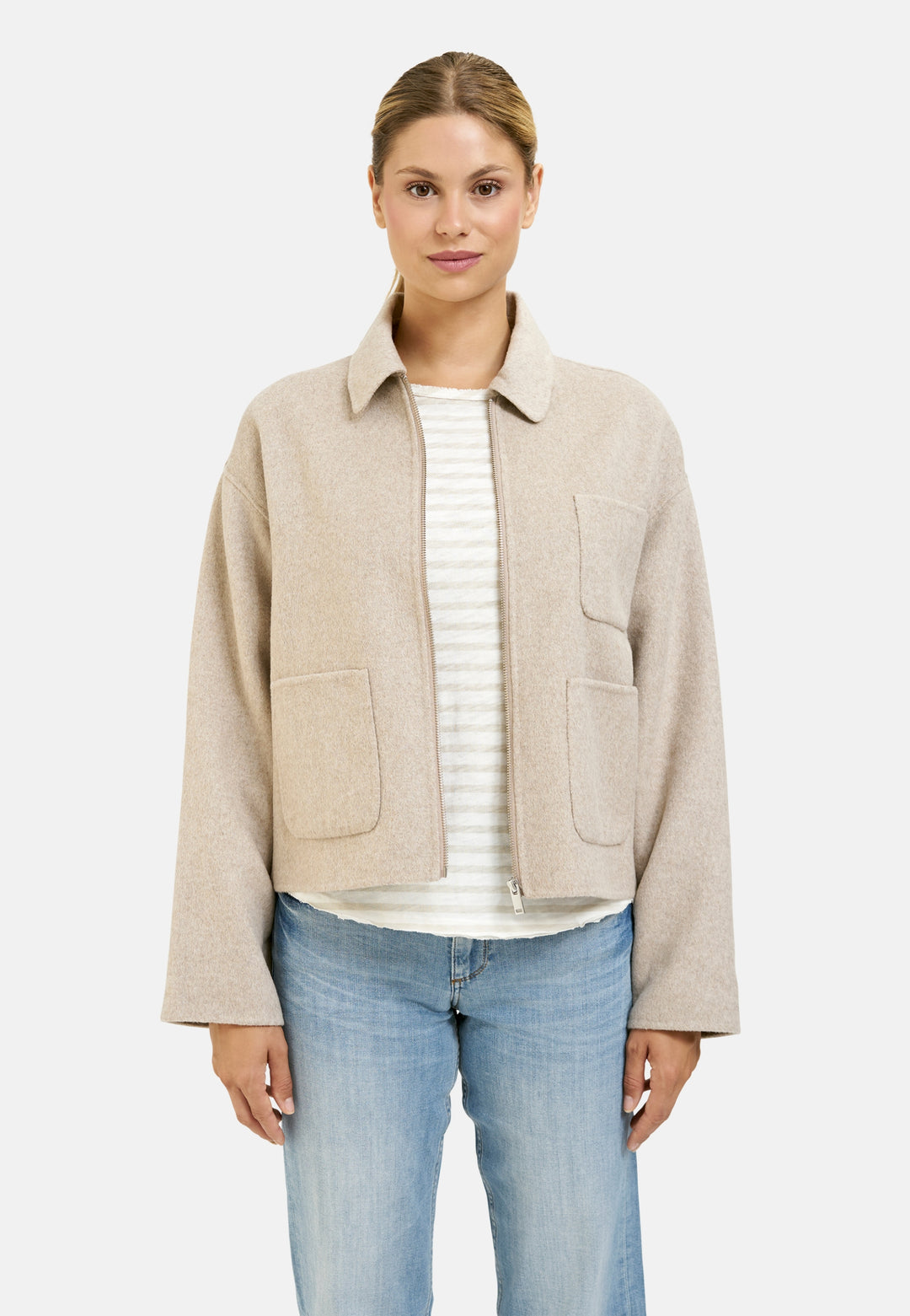 SHORT WOOL BLENDED JACKET, BEIGE MELANGE 118 Bild 3