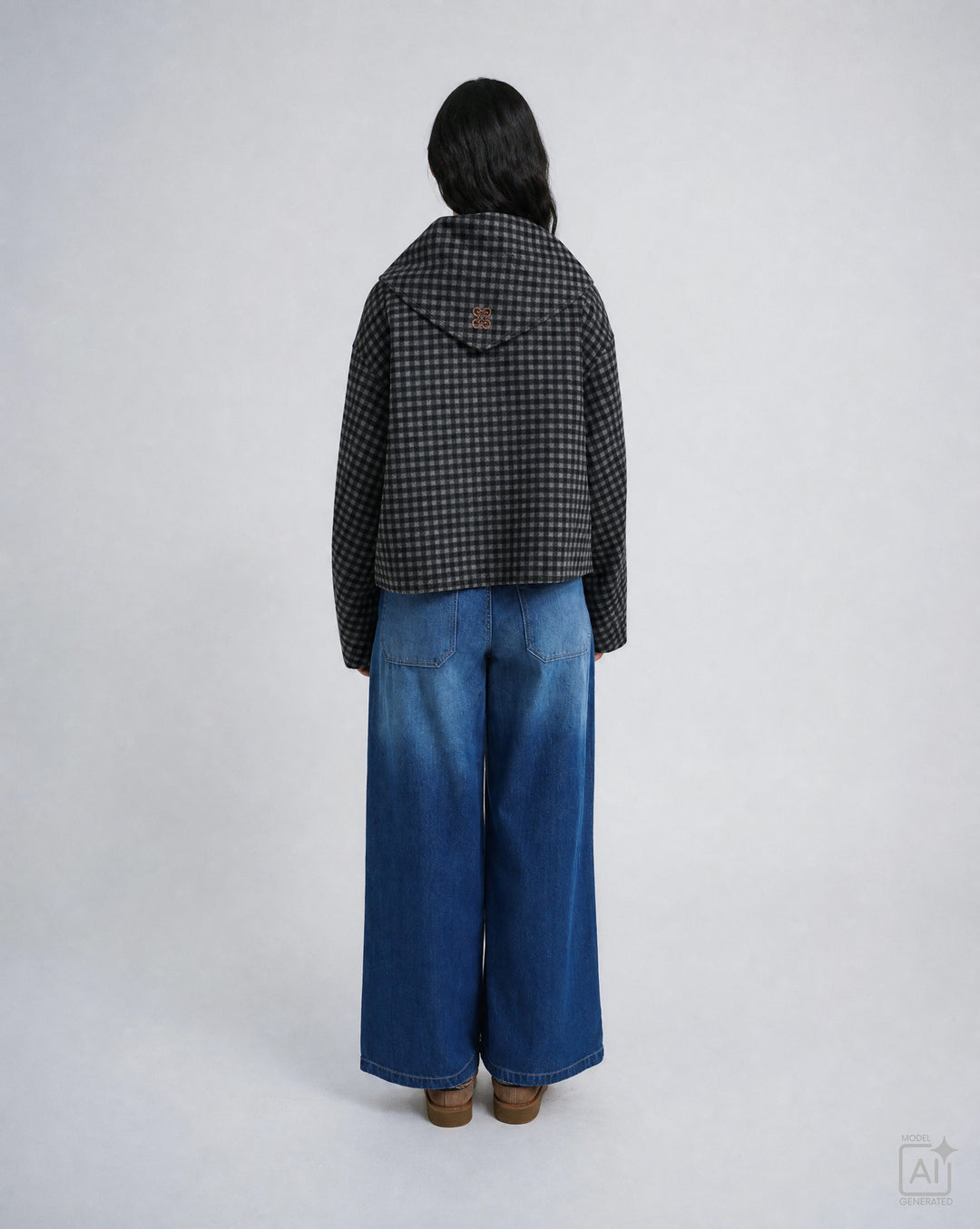 SHORT WOOL JACKET WITH SCARF, MARINE PRINT 1606 Bild 2