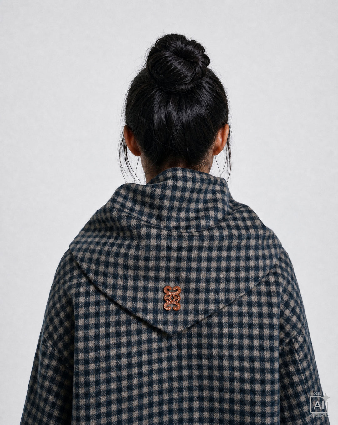 SHORT WOOL JACKET WITH SCARF, MARINE PRINT 1606 Bild 4