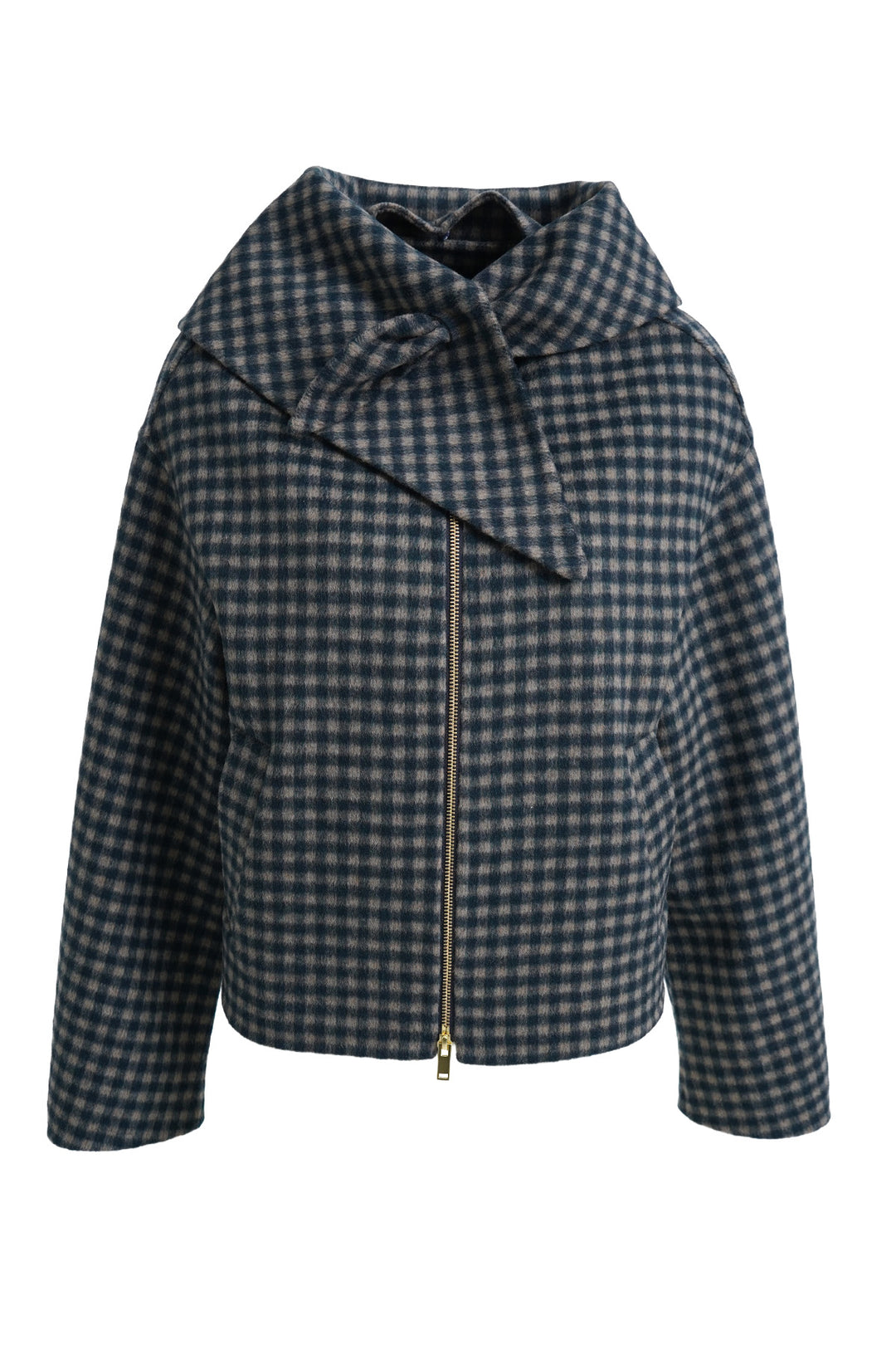 SHORT WOOL JACKET WITH SCARF, MARINE PRINT 1606 Bild 5
