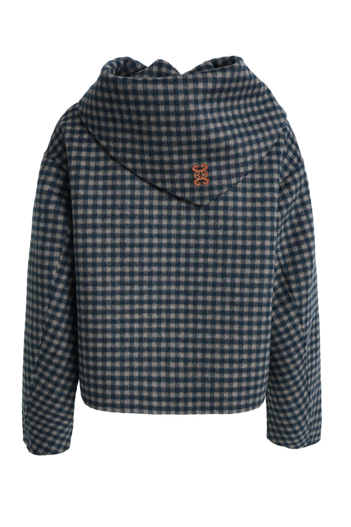 SHORT WOOL JACKET WITH SCARF, MARINE PRINT 1606 Bild 6