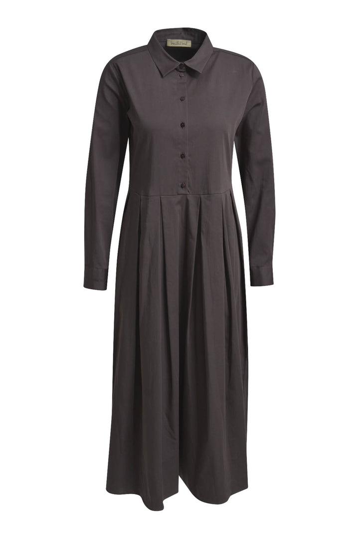 SOLID DRESS WITH PLEATS, CHOCO 903 Bild 1