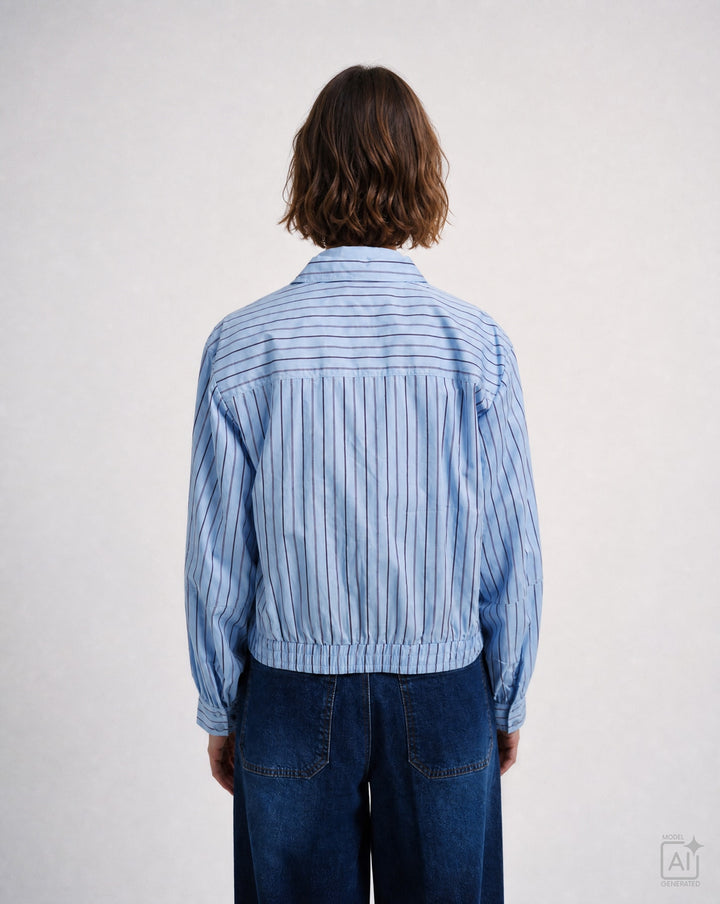 STRIPED BLOUSE WITH ZIPPER, LIGHT BLUE PRINT 1601 Bild 2