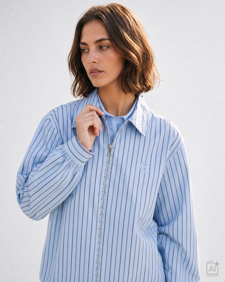STRIPED BLOUSE WITH ZIPPER, LIGHT BLUE PRINT 1601 Bild 3