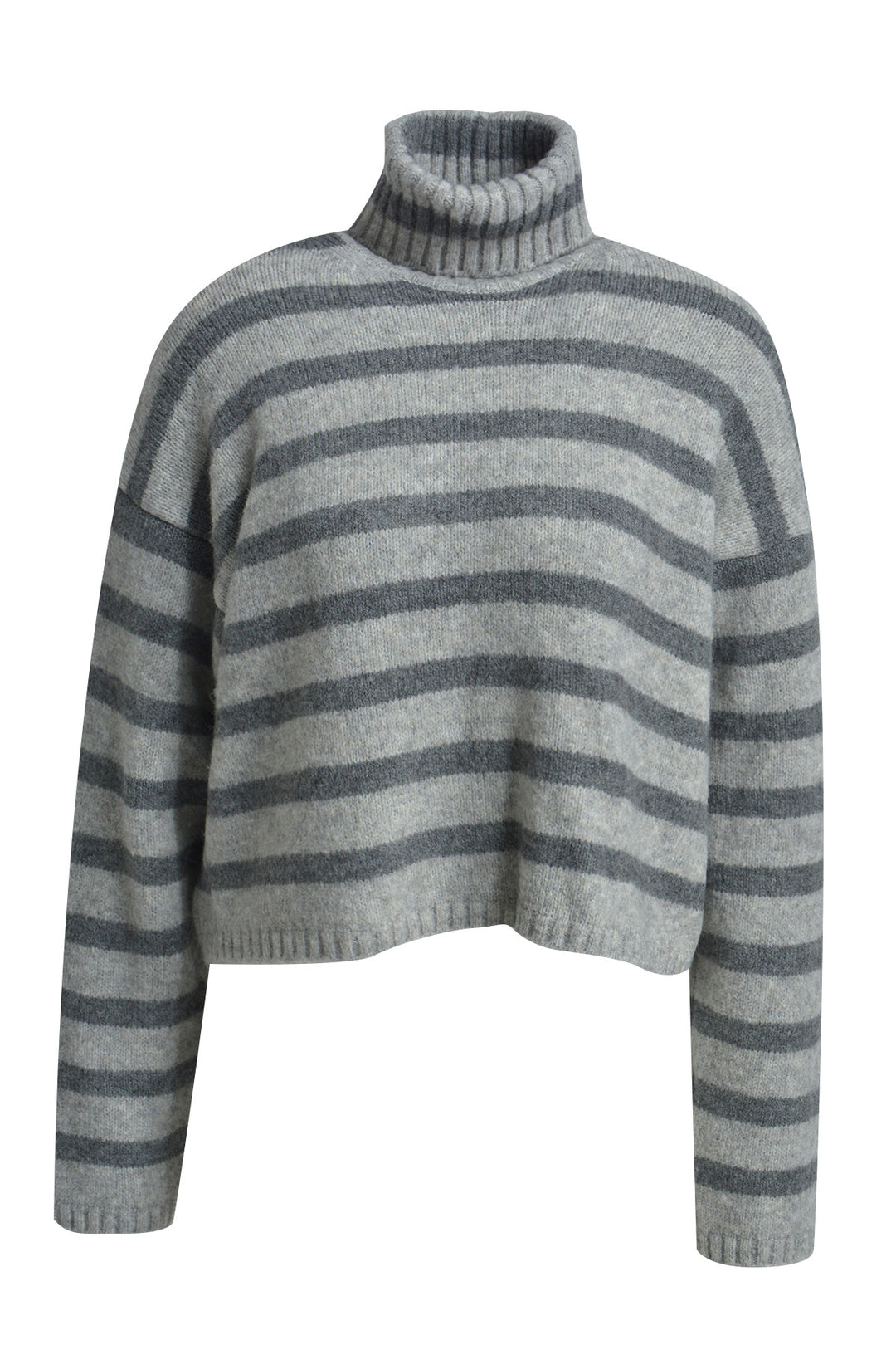 STRIPED BOXY TURTLE NECK PULLOVER, ANTHRACITE MEL.PRINT 1810 Bild 1
