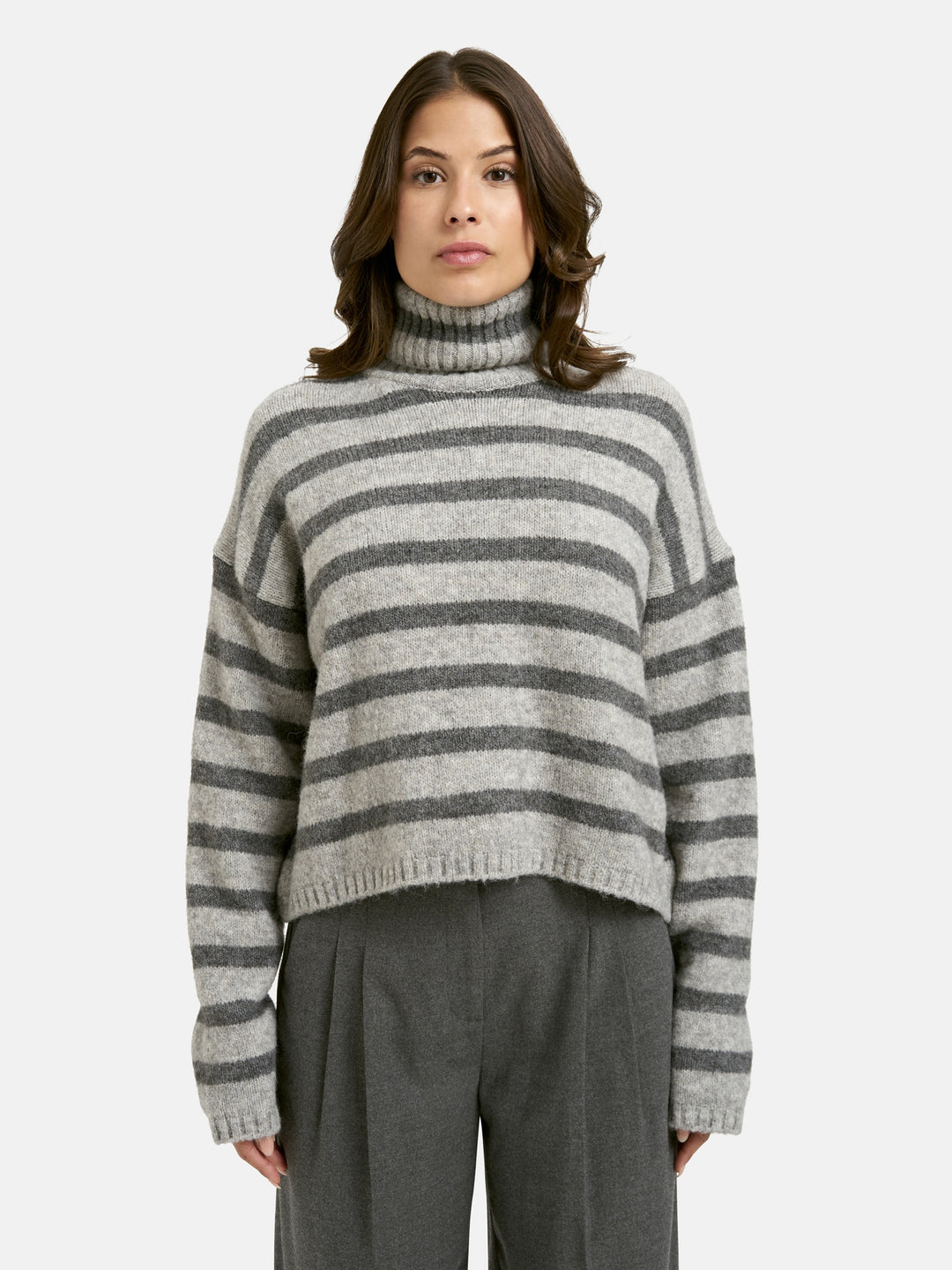 STRIPED BOXY TURTLE NECK PULLOVER, ANTHRACITE MEL.PRINT 1810 Bild 3