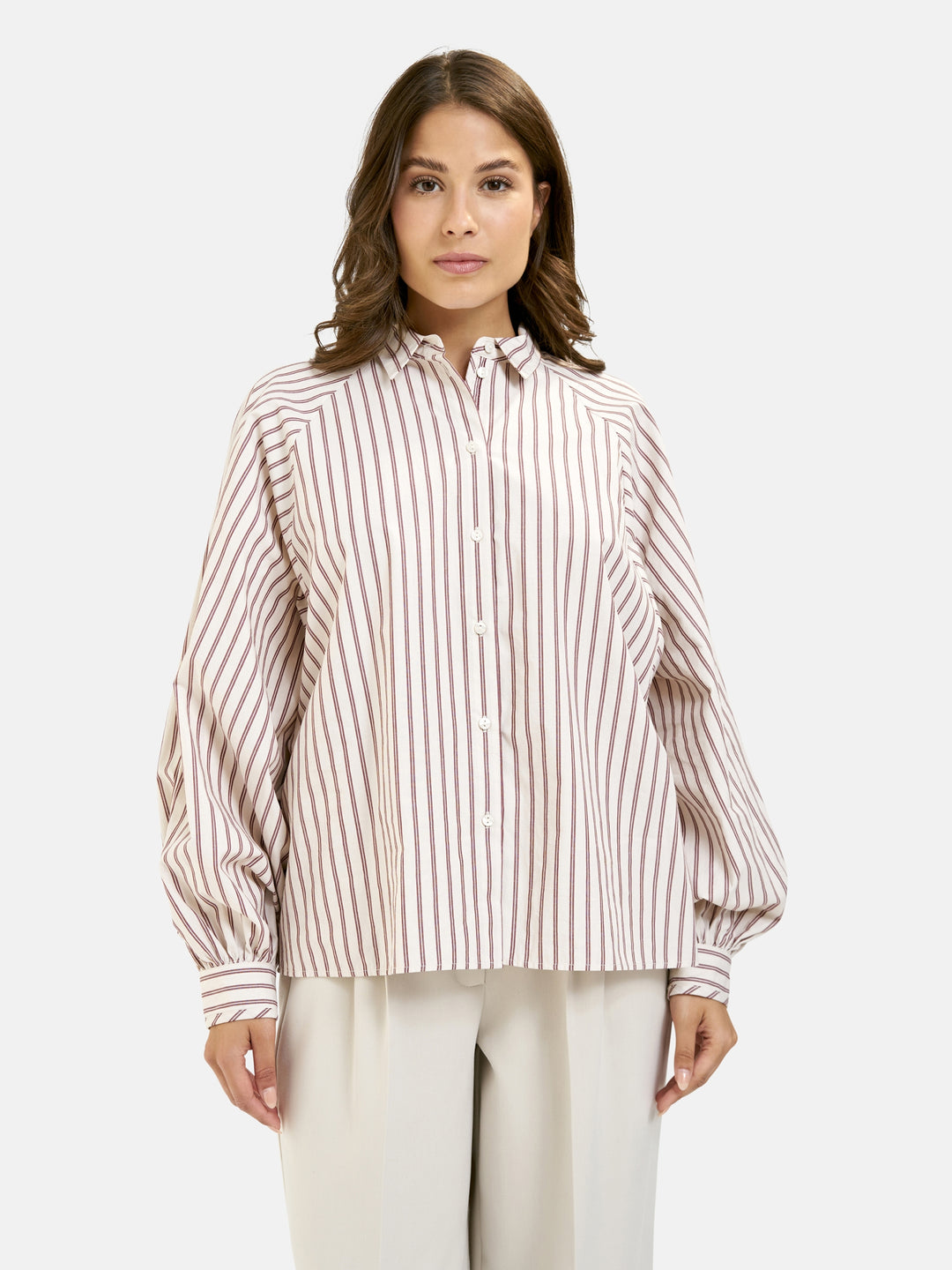 STRIPED DEEP RAGLAN BLOUSE, BORDEAUX PRINT 1413 Bild 3