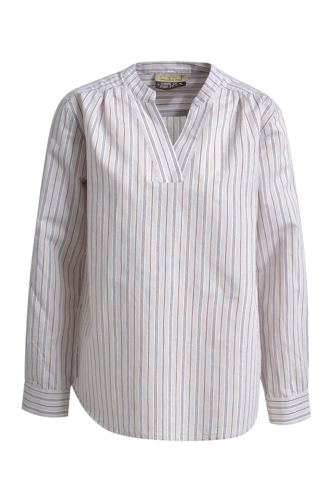 STRIPED V-NECK BLOUSE, CHOCO PRINT 1903 Bild 1
