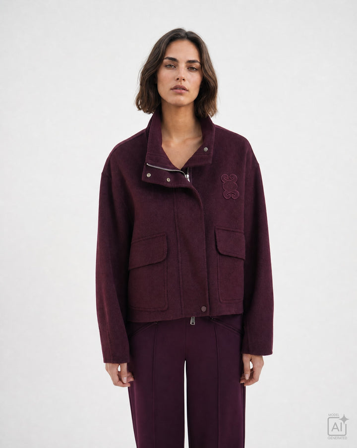WOOLBLENDED SHORT JACKET, PLUM 508 Bild 1