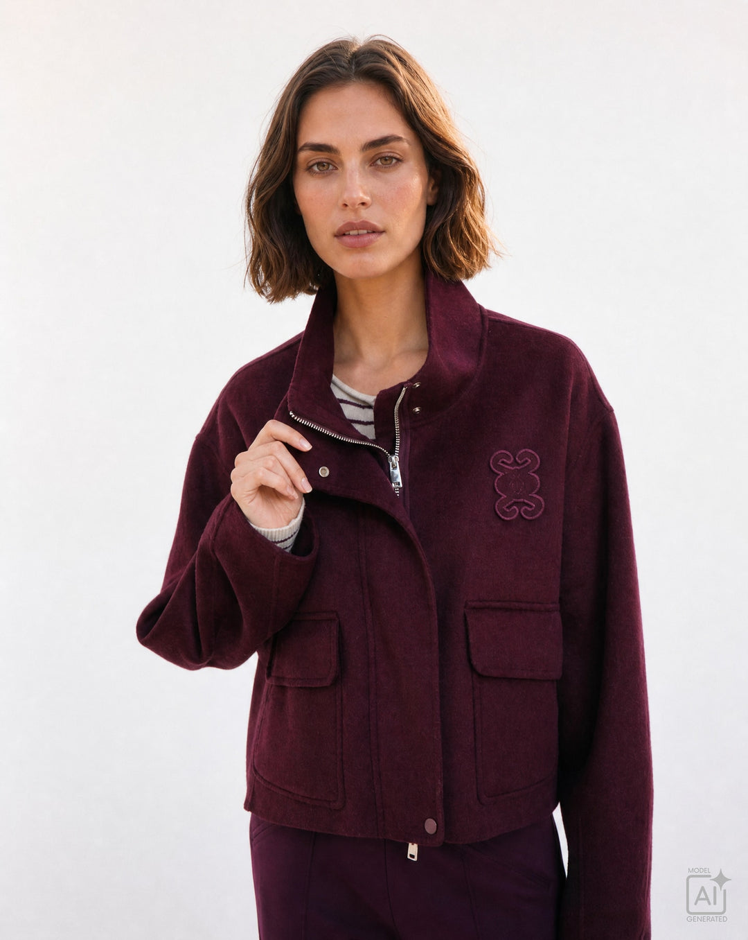 WOOLBLENDED SHORT JACKET, PLUM 508 Bild 3