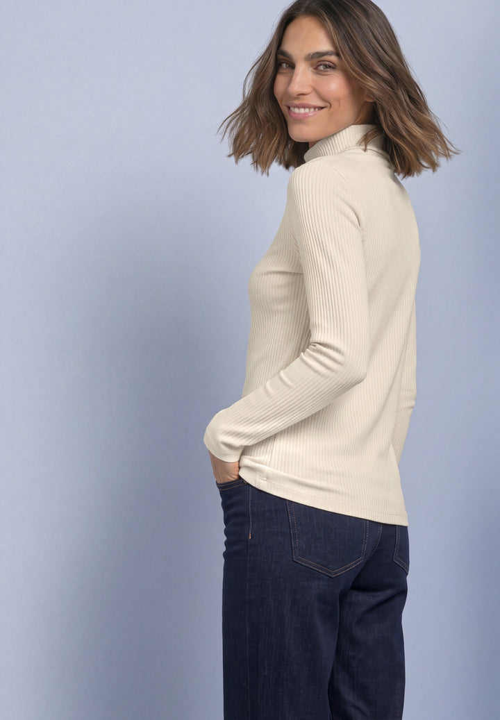 basic big rib roll neck shirt, pure beige 17931 Bild 4