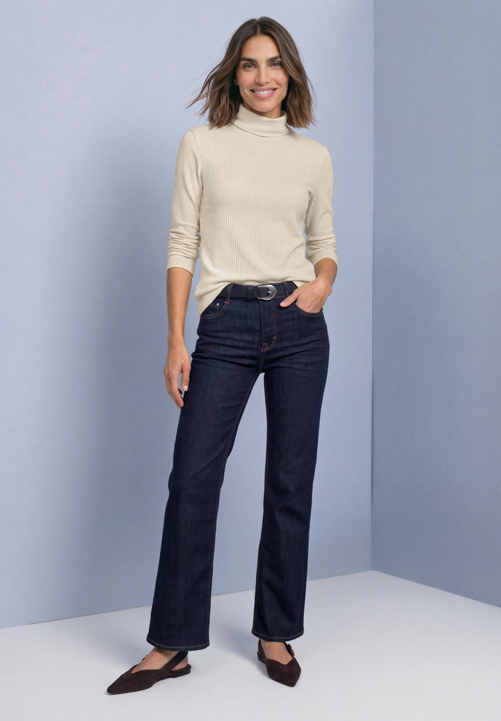 basic big rib roll neck shirt, pure beige 17931 Bild 7