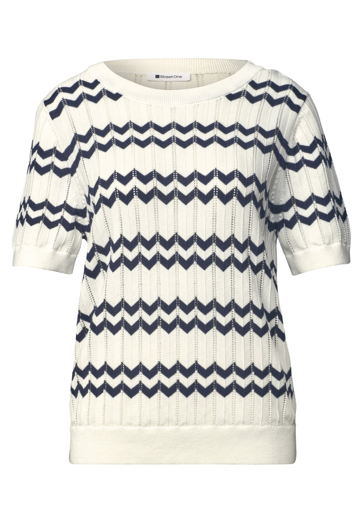 bi-colored zig-zag sweater, off white 20108 Bild 1