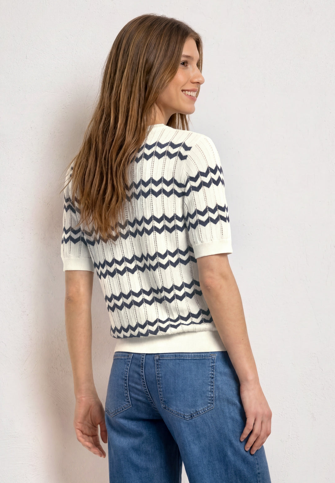 bi-colored zig-zag sweater, off white 20108 Bild 4