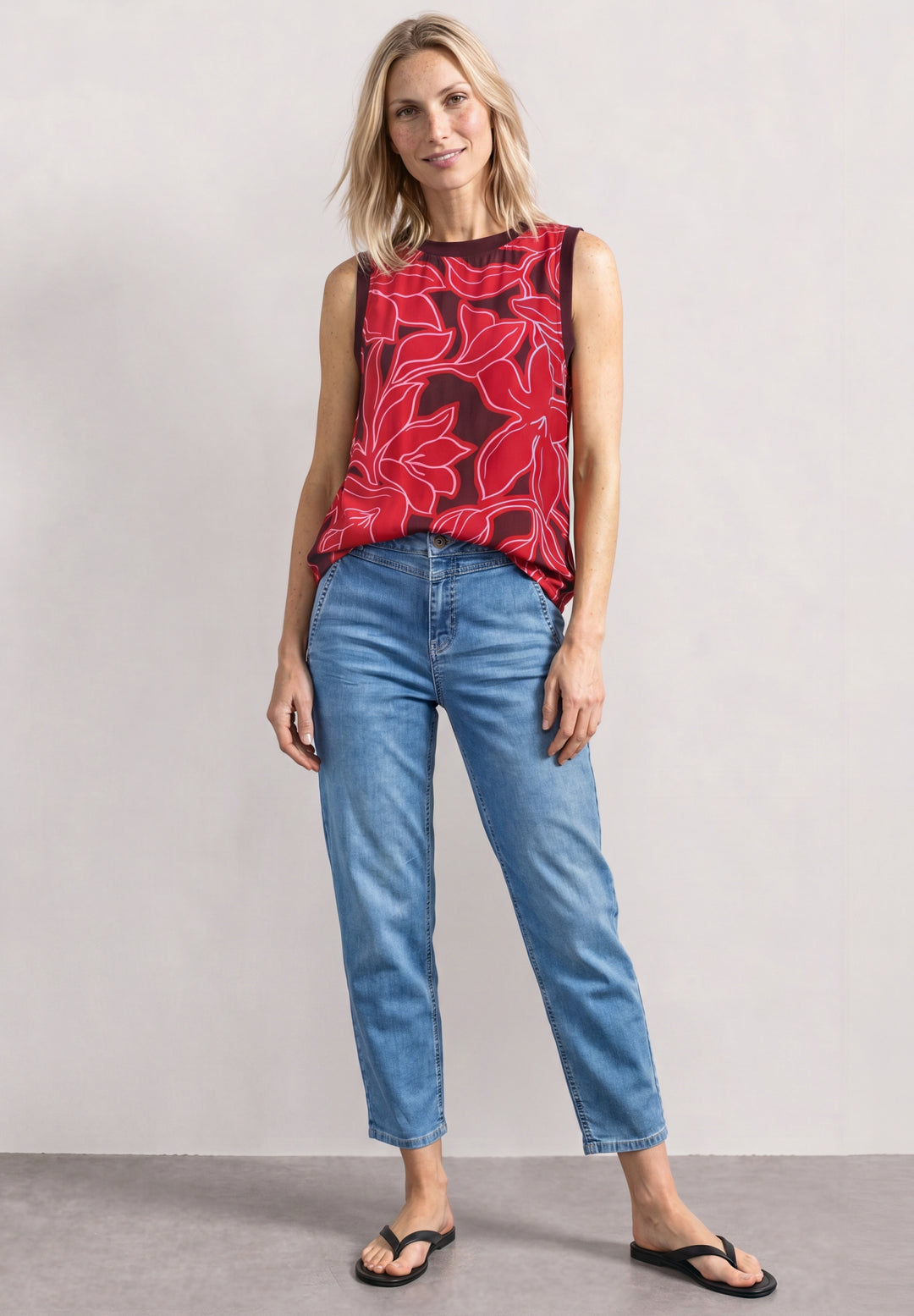 Blousetop w tape detail AOP, salsa red 37504 Bild 3