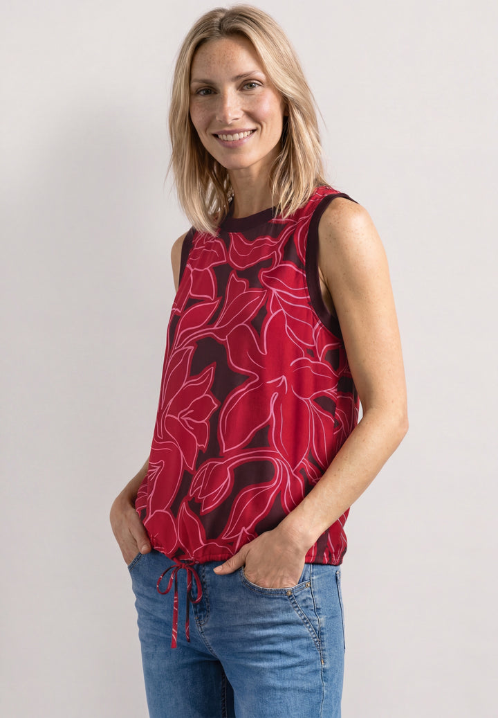 Blousetop w tape detail AOP, salsa red 37504 Bild 5