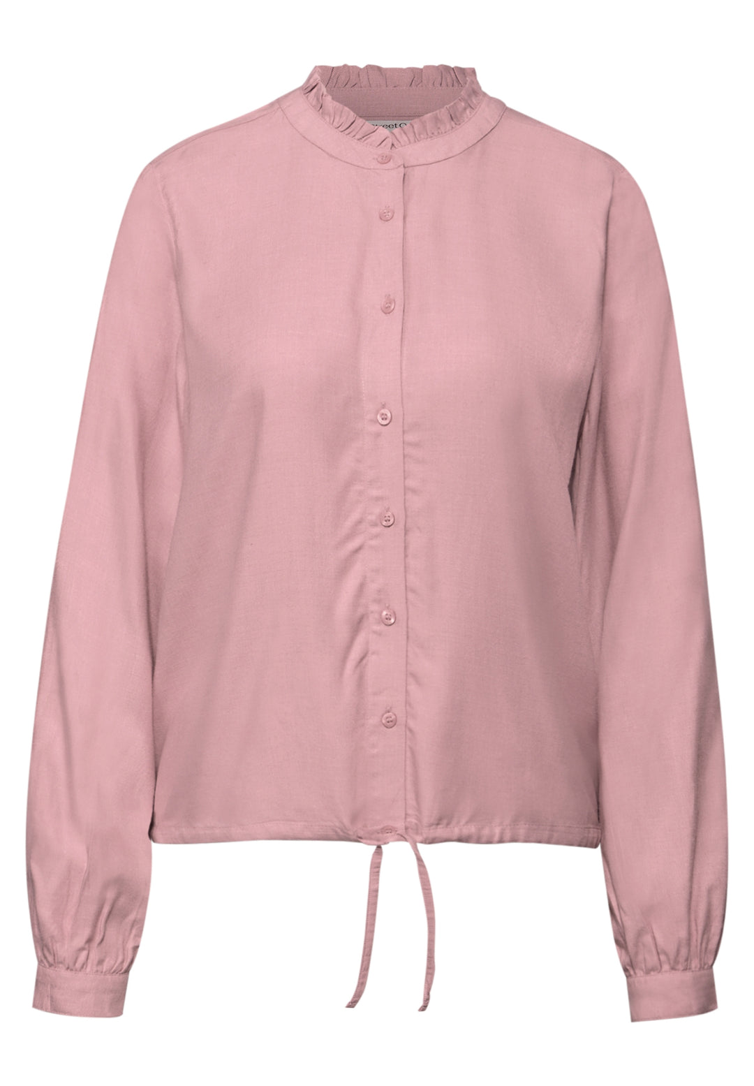 Buttoned melange blouse w fril, powder pink mel. 16877 Bild 1