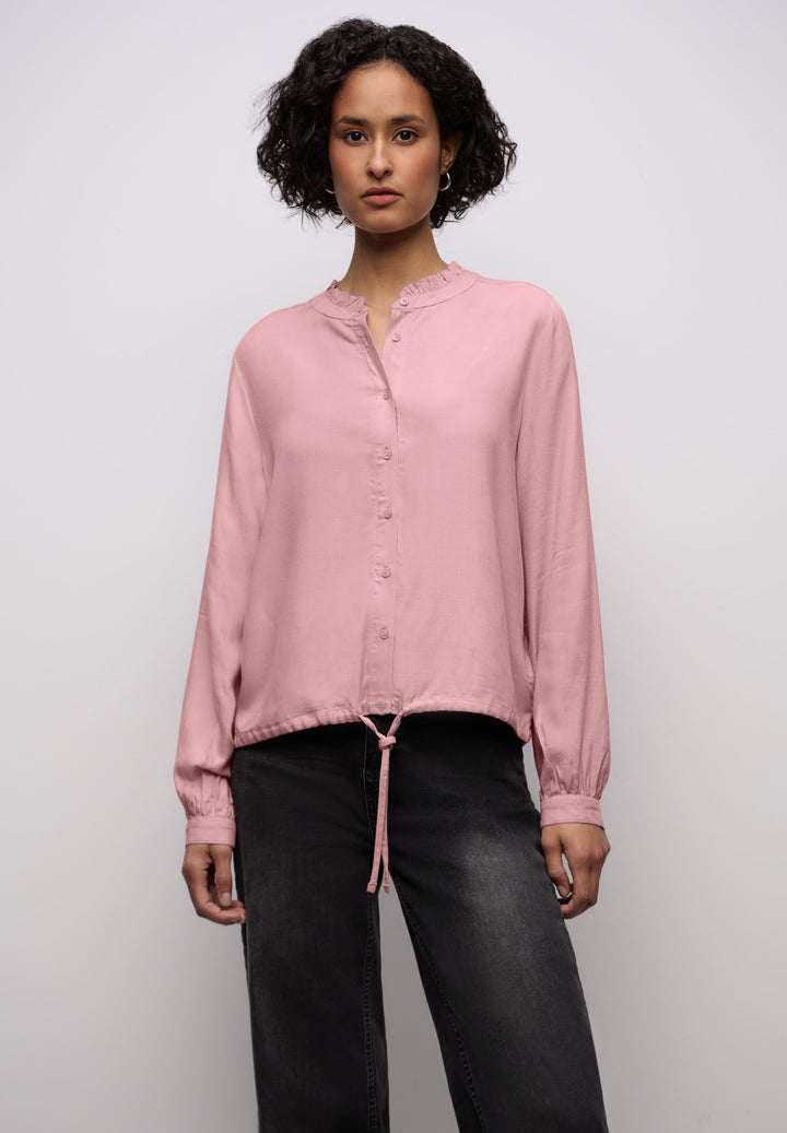 Buttoned melange blouse w fril, powder pink mel. 16877 Bild 6