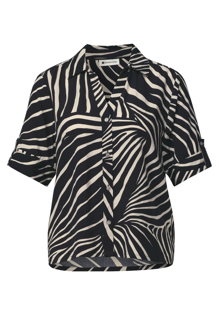 Buttoned shirtcollar blouse w, Black 20001 Bild 1